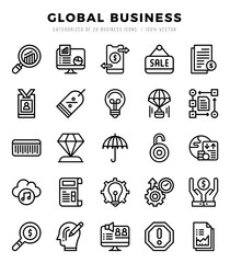 Global Business Icon Pack 25 Vector Symbols for Web Design.