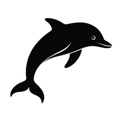 Dolphin Raised Fin Black Vector Silhouette