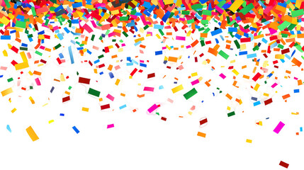 Obraz premium Colorful confetti explosion against a stark black background creates a celebratory mood