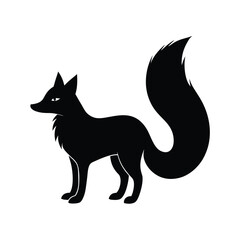 Fox Bushy Tail Black Vector Silhouette