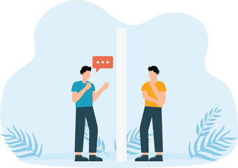 Business people meeting and talking. Bad communication misunderstandings create confusion in work.
