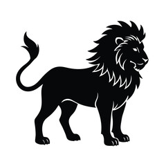 Lion Looking Forward Black Vector Silhouette