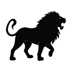 Lion Roaring Black Vector Silhouette