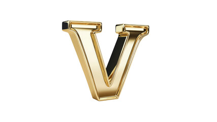 3D Render of Gold Letter V with Black Bevel - Luxury Alphabet