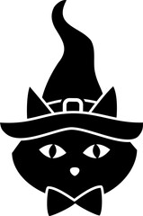 Cute Halloween black cat face Silhouette art isolated.
black cat head flat cartoon vector illustration design.
Transparent background.SVG file.
