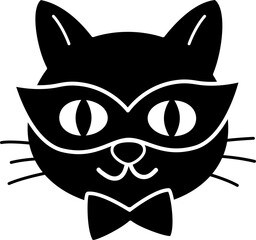 Cute Halloween black cat face Silhouette art isolated.
black cat head flat cartoon vector illustration design.
Transparent background.SVG file.
