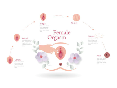 Female orgasm explained with diagram showing erogenous zones
