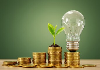 A green plant sprouting from a pile of coins—symbolizing sustainable growth, smart investments, and the nurturing of long-term business success.