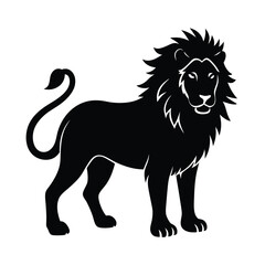 Lion Head Lowered Black Vector Silhouette