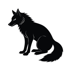 Wolf Crouching Black Vector Silhouette