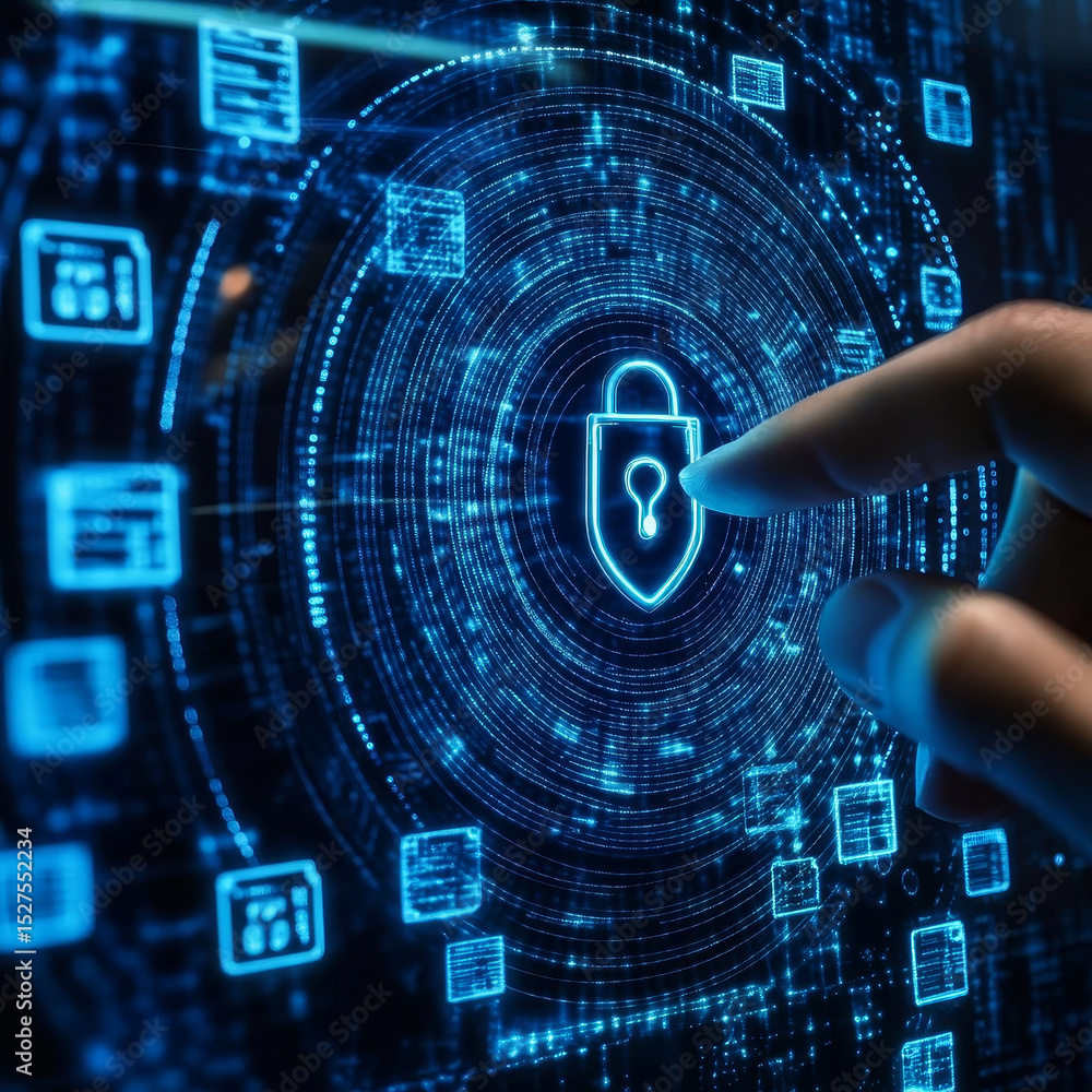 Poster businessmen's connections are protected through healthcare data security measures that ensure the co