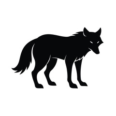 Wolf Stalking Black Vector Silhouette