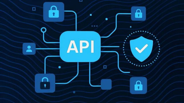 A modern digital concept showcasing API integration with security features. Visualizes connectivity and protection, illustrating the importance of secure data management in tech.