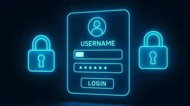 A digital login interface featuring username and password fields, flanked by padlock icons