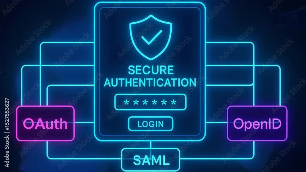 Aufkleber this digital illustration represents secure authentication methods, featuring oauth, openid, and sam