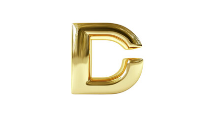 Glossy Golden Letter D - 3D Render