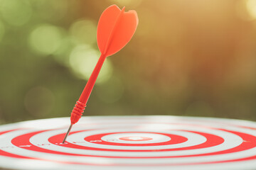 arrow dart missing center target, business lost goal or aim objective fail concept