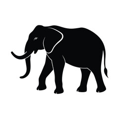 Fototapeta premium Elephant Side Profile Black Vector Silhouette