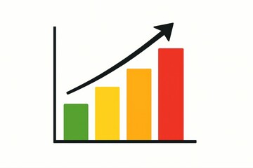 Rising Bar Chart with Arrow Showing Growth and Progress