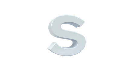 Naklejka premium 3D Render of White Letter S on Transparent Background