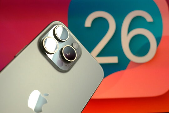 Close up shot of Apple iPhone, Apple announces iOS 26 during its WWDC 2025. : New Delhi India June 10 2025