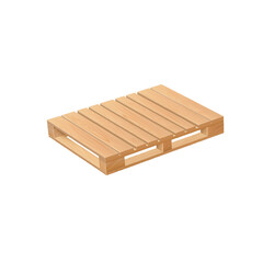 Wooden pallet made of light wood with slots for forklift.