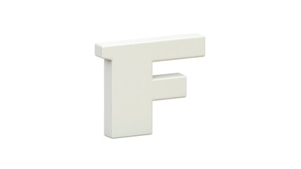 3D Render of White Capital Letter F on Transparent Background
