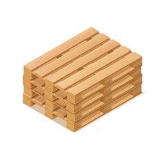 Realistic wooden pallets stacked on top of each other.
