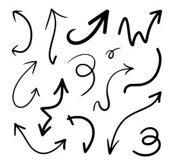 Hand drawn arrows collection black and white illustrations