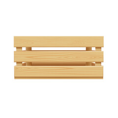 Vector realistic wooden box side view, timber crate with holes for storage and transportation, delivery food and freight