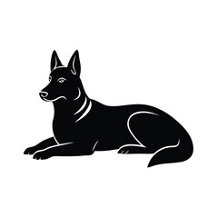 German Shepherd Lying Black Vector Silhouette