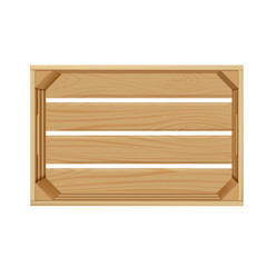 Vector crate with realistic wooden texture, top view.
