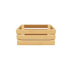 Vector realistic wooden box top view, timber crate with holes for storage and transportation of food and freight