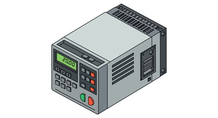 Fototapeta premium Industrial control panel with digital display and buttons vector illustration