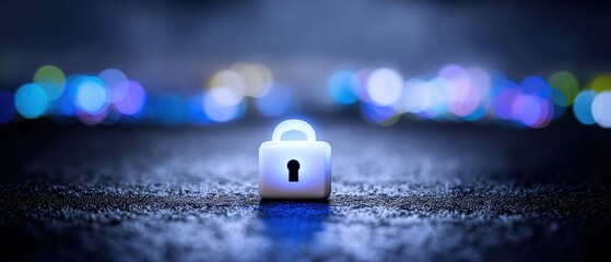 Security lock on dark surface