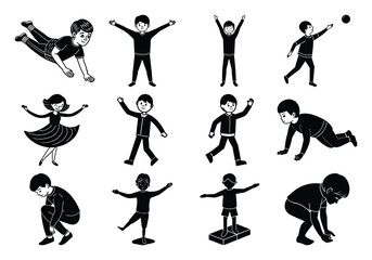 Isometric active children vector sat 
