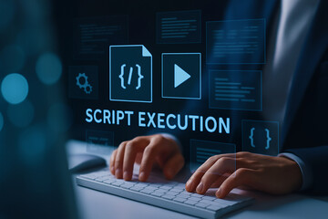 Developer runs scripts to automate processes. Hands execute commands to launch batch jobs, manage...