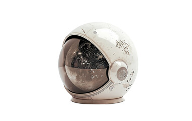 Moon Reflected in the Helmet of an Astronaut Floating in Space Isolated on Transparent Background