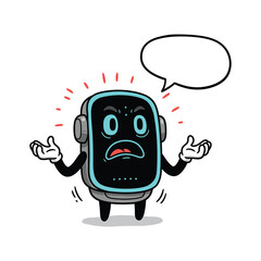 An Angry Smartwatch Clipart with Blank Speech Bubble for Customised Text