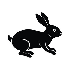 Rabbit Hopping Black Vector Silhouette