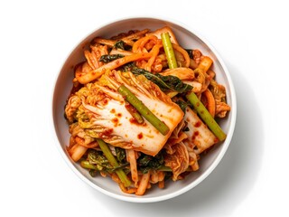 Delicious and Spicy Kimchi in a White Bowl