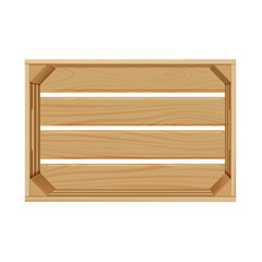 Vector realistic wooden box top view, timber crate with holes for storage and transportation food products and freight