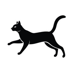 Siamese Cat Leaping Black Vector Silhouette