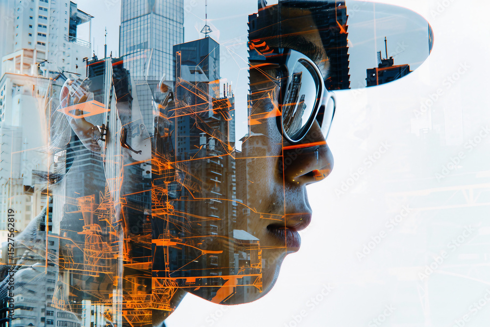 Poster close portrait of professional worker generative ai image