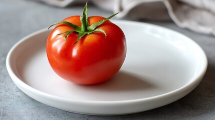 Fresh Red Tomato on a White Plate