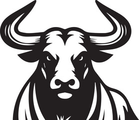 Minimalist Black and White Bull Vector Illustration