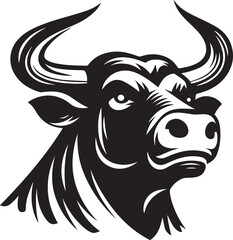 Minimalist Black and White Bull Vector Illustration