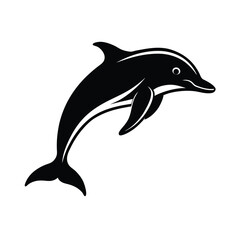 Fototapeta premium Dolphin Jumping Vector Silhouette