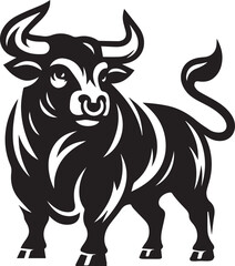 Minimalist Black and White Bull Vector Illustration