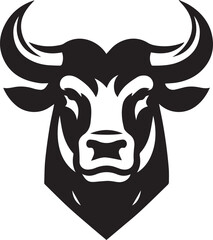 Minimalist Black and White Bull Vector Illustration